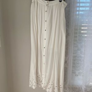Cream button up maxi skirt